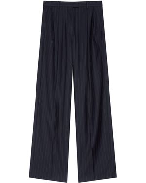 Givenchy Wool Stripe Wide-Leg Trousers - Blue