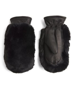 Goldbergh Leather-Faux Fur Hill Mittens - Black