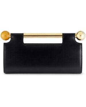 BVLGARI Leather Tubogas Sphere Clutch Bag - Black