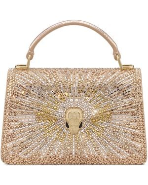 BVLGARI Mini Crystal-Embellished Suede Serpenti Forever Top-Handle Bag - Metallic