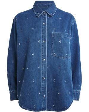 Maje Denim Rhinestone Shirt - Blue