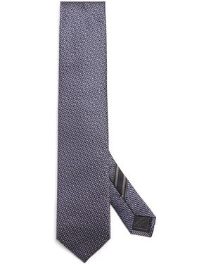 Brioni Silk Geometric-Jacquard Tie - Blue