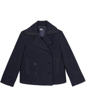 The Kooples Wool-Blend Pea Coat - Blue