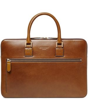 Aspinal of London Leather Connaught Briefcase - Brown