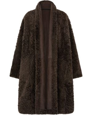 Tom Ford Shearling Reversible Cocoon Coat - Brown
