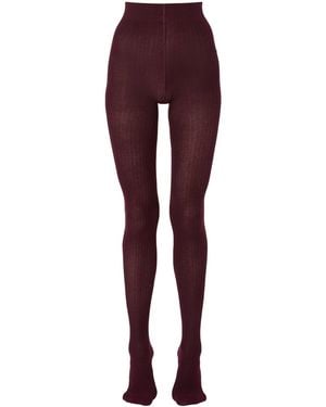 Max Mara Stretch-Cotton Rib-Knit Tights - Purple