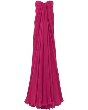 McQueen Silk Draped Gown - Pink