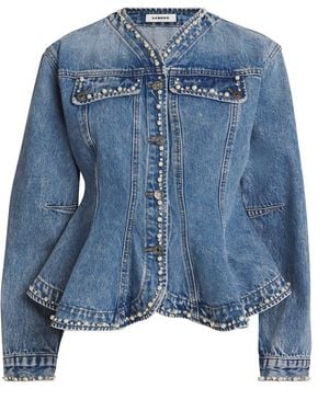 Sandro Beaded Denim Jacket - Blue