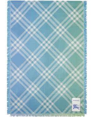Burberry Wool Silk Gradient Check Scarf - Blue