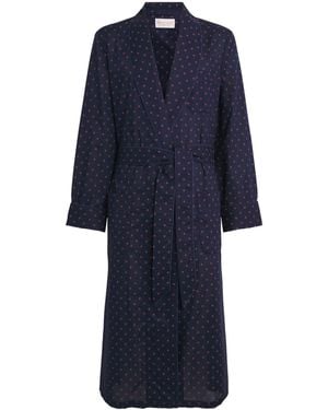 Derek Rose Printed Nelson Robe - Blue