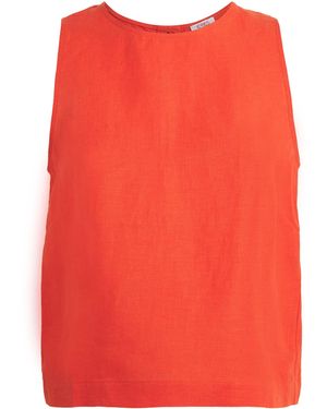 Eres Linen Sleeveless Ravie Blouse - Red