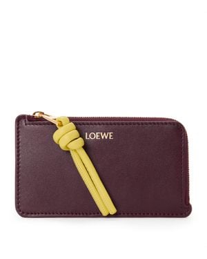 Loewe Leather Knot Card Holder - Purple