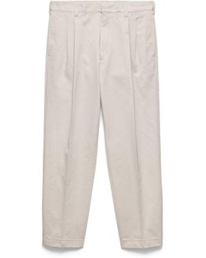 Prada Cotton Wide-Leg Trousers - White