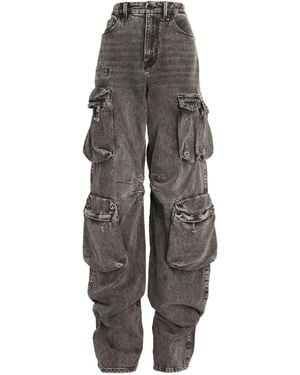 GOOD AMERICAN Denim Cargo Trousers - Grey