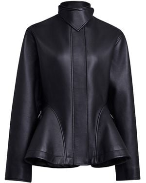 Alaïa Lambskin Peplum Leather Jacket - Blue
