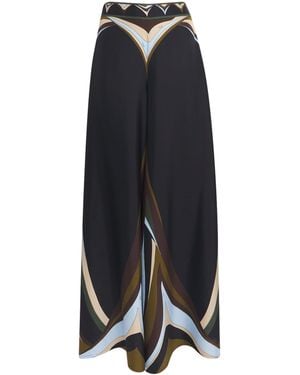 PUCCI Silk Fari Wide-Leg Trousers - Blue