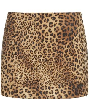 Source Unknown Leopard Print Anouk Mini Skirt - White