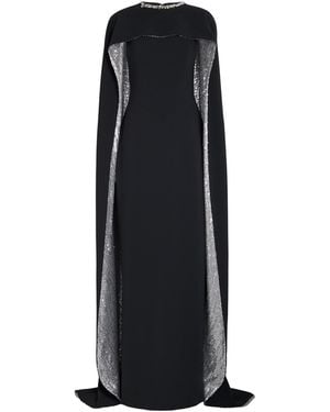 Pamella Roland Sequinned Cape Gown - Black