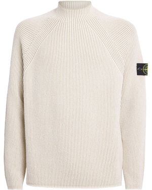 Stone Island Wool-Blend Ribbed Jumper - White