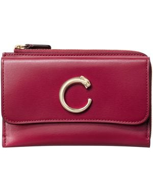 Cartier Leather Panthère De Card Holder - Red