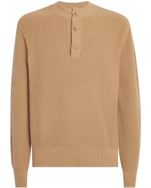 7 For All Mankind Cotton Henley Sweatshirt - Brown