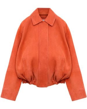 Loewe Suede Drawstring Jacket - Orange