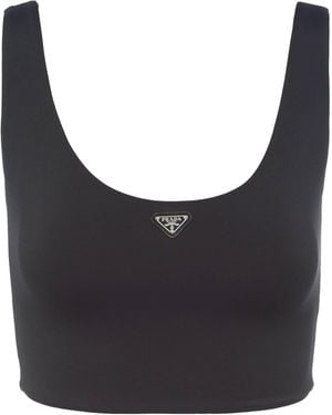 Prada Sleeveless Triangle Crop Top - Black
