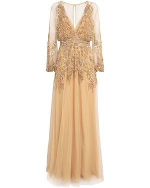 Zuhair Murad Tulle Embellished Gown - Natural