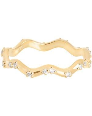 Astrid & Miyu Plated Vermeil And Cubic Zirconia Ripple Ring - Natural