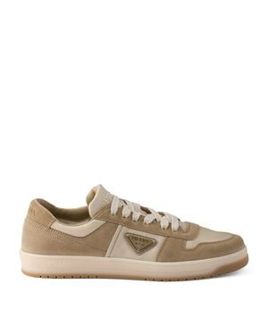 Prada Suede And Re-Nylon Downtown Trainers - Brown