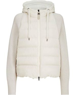Brunello Cucinelli Knit-Sleeve Down Jacket - White