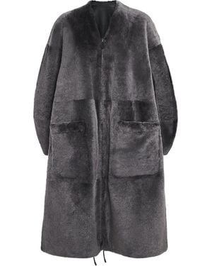 Max Mara Shearling Reversible Coat - Grey