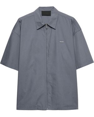Prada Technical-Cotton-Blend Shirt - Blue