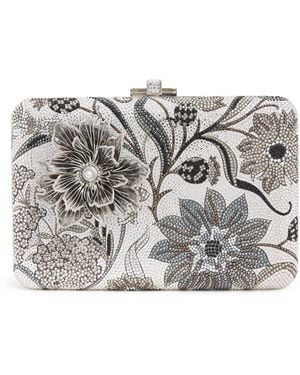 Judith Leiber Dancing Floral Slim Slide Clutch Bag - Grey