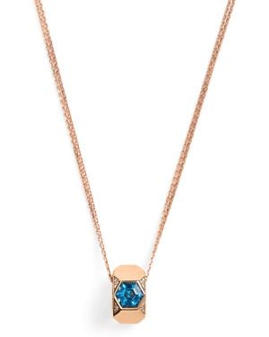 BeeGoddess Diamond And Topaz Honeycomb Necklace - Metallic