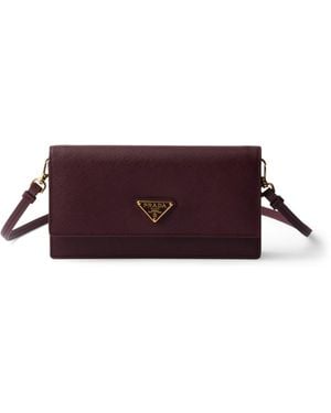 Prada Mini Saffiano Leather Clutch Bag - Purple