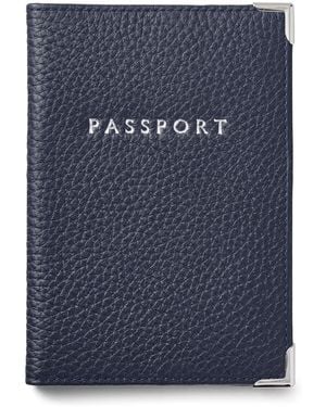 Aspinal of London Leather Passport Cover - Blue