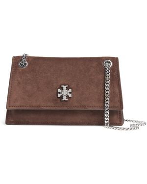 Tory Burch Mini Suede Kira Turnlock Shoulder Bag - Brown