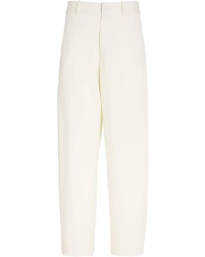 Kiton Wool-Silk Wide-Leg Trousers - White