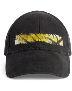 Balenciaga Cotton Messy Spray Logo Baseball Cap - Black