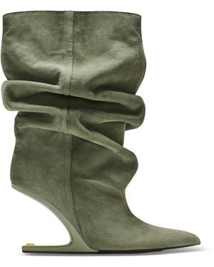 Balmain Suede No Wedge Ankle Boots 95 - Green