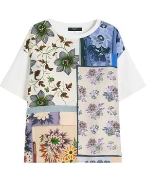 Weekend by Maxmara Cotton-Silk Floral T-Shirt - White