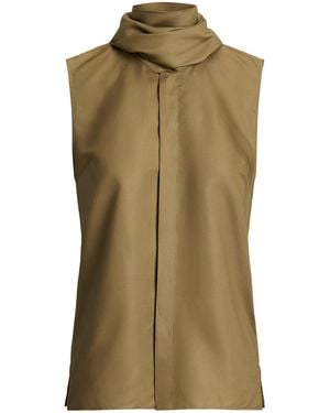 Ralph Lauren Silk Taffeta Gilmore Top - Green