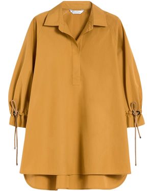 Max Mara Cotton Poplin Drawstring Blouse - Yellow