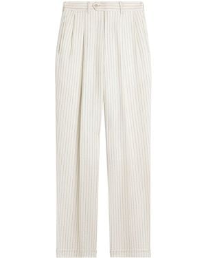 dunhill Pinstripe Straight Trousers - White