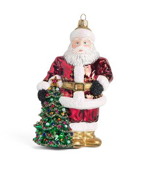 Harrods Glass Father Christmas Tree Decoration - White
