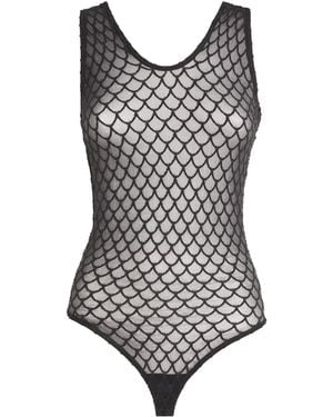 Wolford Velvet Net Illusion Bodysuit - Black