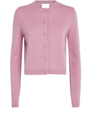 Allude Wool-Cashmere Crystal-Embellished Cardigan - Pink