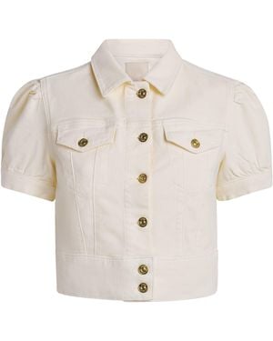 PAIGE Short-Sleeve Kendra Denim Jacket - White