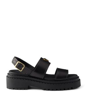 Prada Leather Platform Sandals 55 - Black